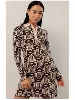 Bohme Retro sweater mini shift dress floral size large NWT Fall dress